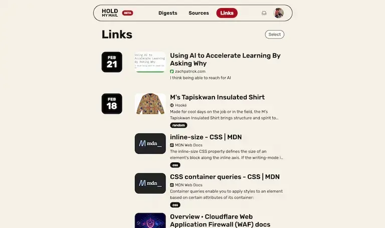 Screenshot of the linkgs listings