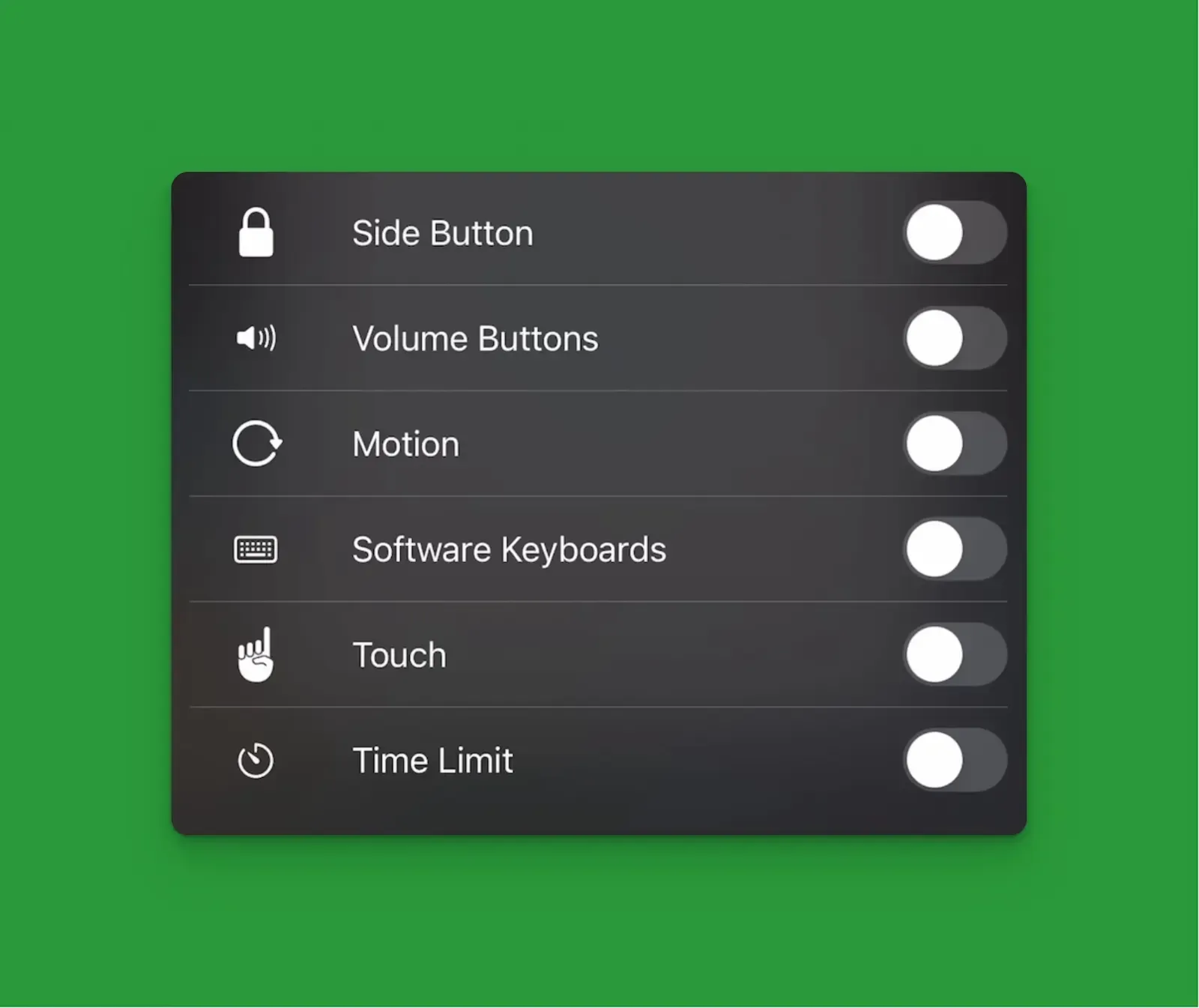 Screenshot of iphone guided access options