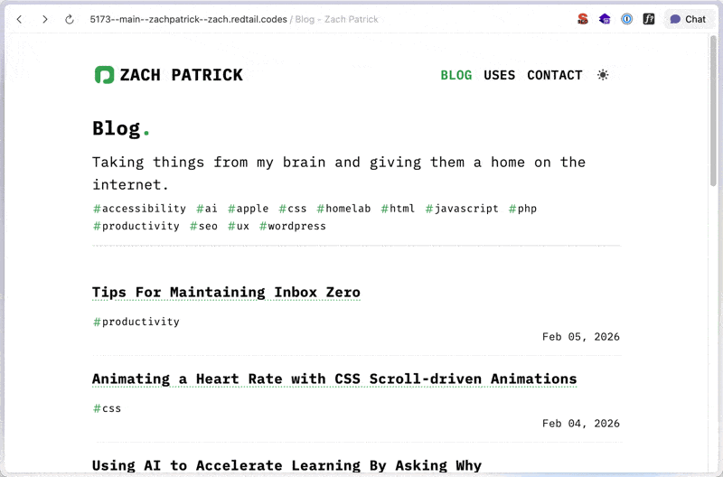 video of a website navigating and the content shifting